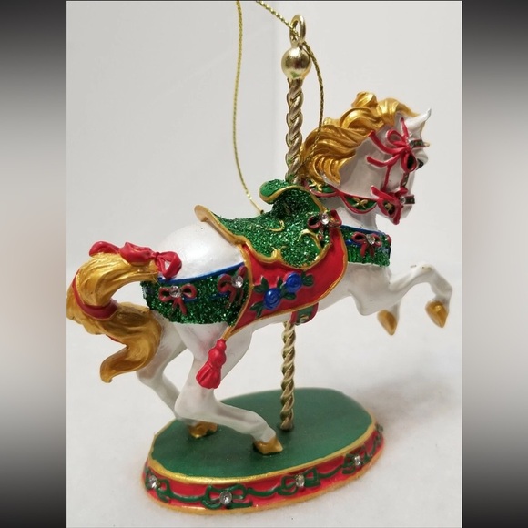 Danbury Mint Carousel Horse Ornament - Red, Green, Gold Collectible NWT - Picture 3 of 3